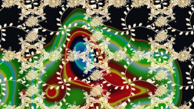 Raster deseni. Patlayan çiçekler soyut olarak yerleştirilmiş. Yumuşak, bahar çiçekleri siyah renklerde. Raster illüstrasyonu.