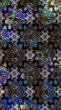 Raster. Tomurcukları çiçek olan sevimli bir çiçek deseni. Kumaş, tekstil, duvar kağıdı baskısı için. Eski usul. Eskiz geçmişi. Raster illüstrasyonu.