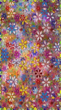 Renkli Bahar Temalı Kusursuz Arkaplan. Güzel çiçek deseni. Kahverengi ve nötr renklerde çiçekler. Düz Çiçek Elementleri Tasarımı.