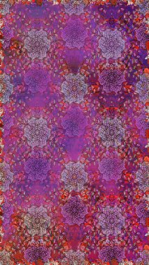 Çiçekli karalama şeklinde Raster çiçek deseni. Mor ve nötr renkte çiçekler. Yumuşak, bahar çiçekli arka plan.