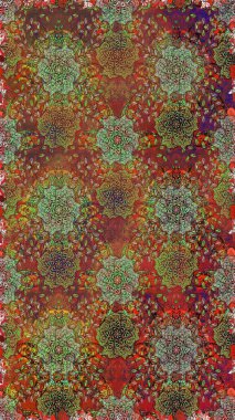 Bahar Tema Dikişsiz desen arka plan rengi. Düz çiçek öğeleri tasarım. Raster çizimde sorunsuz çiçek desenli. Fantezi kumaş deseni.