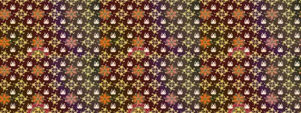 Raster Floral Illustration, Asyalı tekstil. Kahverengi renkli etnik çiçeklerle zarif bir eskiz deseni..