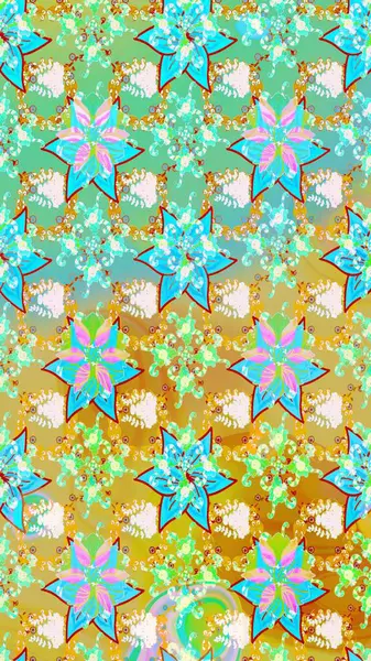 Çiçek desenli eskiz, darbeler, sıçramalar, yaz çiçekleri. Raster illüstrasyonu. Tarafsız renklerde çiçekler.