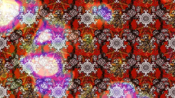 Düz Çiçek Elementleri Tasarımı. Kahverengi renkli çiçekler. Renkli Bahar Teması eskiz kalıbı. Sevimli çiçek raster deseni.