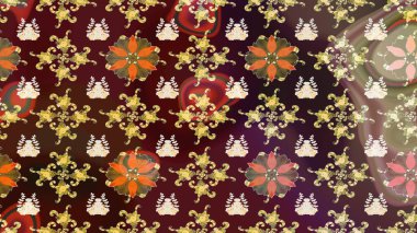 Çiçekli el çizimi çizimi deseni. Modern gelişim kahverengi raster arka plan duvar kâğıdı illüstrasyon klasik çizgili iz sürme desenli çiçekler, çiçekli süsler.