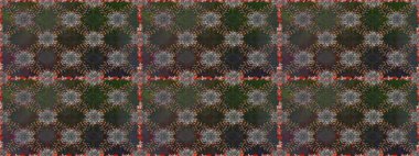 İşlemeli çiçekli, dikişsiz desen. Renkli grunge, soyut arkaplanı kologri ve kahverengi çiçeklerle süslüyor. İzler, kumaş, duvar kağıtları, tekstil için raster dokusu.