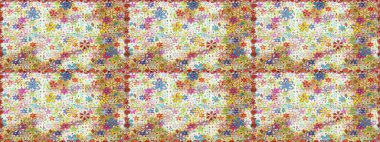 Eski usul. Kusursuz bir geçmişi var. Kumaş, tekstil, duvar kağıdı baskısı için. Raster. Raster illüstrasyonu. Tomurcukları çiçekli sevimli çiçek deseni..