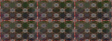 İşlemeli çiçekli, dikişsiz desen. Renkli grunge, soyut arkaplanı kologri ve kahverengi çiçeklerle süslüyor. İzler, kumaş, duvar kağıtları, tekstil için raster dokusu.