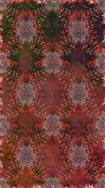 Süslü kumaş deseni. Raster deseni. Çiçekli, suluboya desenli kusursuz çiçek deseni.