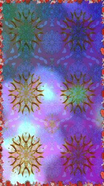 Çiçek deseni. Mor ve nötr renklerde çiçeksiz. Mor ve nötr renklerde çiçekler. Şatafatlı bahar bahçesi dokusu. Raster illüstrasyonu.