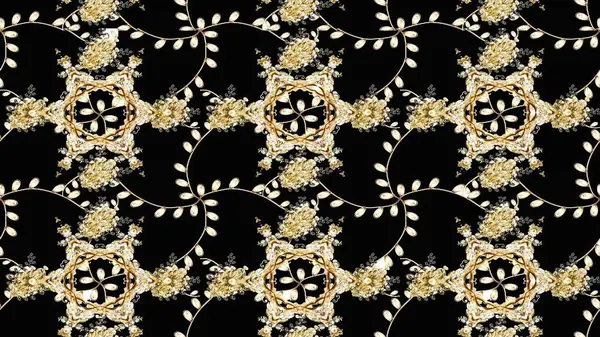 Süslü kumaş deseni. Düz Çiçek Elementleri Tasarımı. Raster illüstrasyonundaki çiçek desenli çizim. Renkli Bahar Teması çizim şablonu.