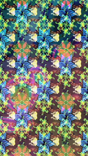 Mavi ve kahverengi renkte çiçekler. Renkli Bahar Teması eskiz kalıbı. Raster illüstrasyonu. Çiçekli çiçek deseni, suluboya. Düz Çiçek Elementleri Tasarımı.