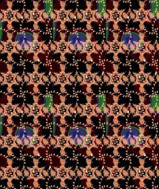 Şatafatlı bahar bahçesi dokusu. Çiçek deseni. Raster illüstrasyonu. Siyah renkte çiçek çizimi. Siyah renkte çiçekler.