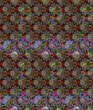 Vadinin gri renkli çiçekleri. Çiçekler. Soyut etnik raster çizim kalıbı.