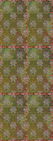 Kahverengi ve yeşil renkli çiçekler. Asya tekstil tarzında. Renkli Bahar Temalı Kusursuz Arkaplan. Düz Çiçek Elementleri Tasarımı. Raster illüstrasyonu. Kusursuz çiçek deseni.