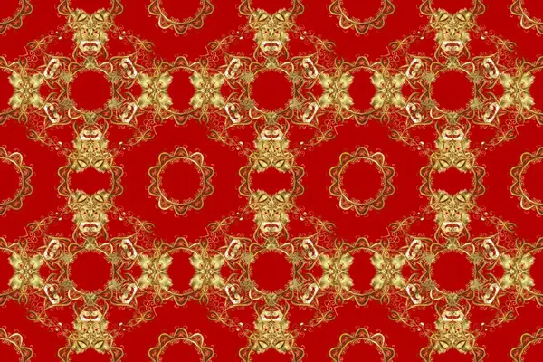 Kahverengi, turuncu ve kırmızı renklerde Raster altın deseni. Altın kar taneleri basit, pürüzsüz desen. Soyut duvar kâğıdı, ambalaj dekorasyonu. Kışın sembolü, Mutlu Noel tatili, Mutlu yıllar 2019