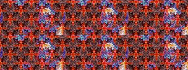 Kırmızı renkte çiçekler. Çiçekli karalama şeklinde Raster çiçek deseni. Yumuşak, bahar çiçekli arka plan.