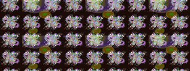 Tekstil veya kitap kapakları, imalat, duvar kağıtları, baskı, hediye paketi ve yapıştırma kitabı için çiçek eskizi geçmişi. Küçük çaplı çiçeklerdeki basit şirin desenler. Raster illüstrasyonu.