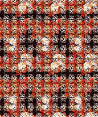 Kahverengi renkte çok kahverengi, zarif küçük çiçekler ve komik böcekler, raster desen, illüstrasyon.