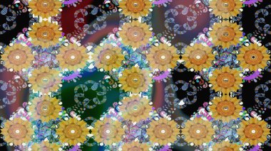 Raster düz çiçek çizim deseni. Bej renkli çiçekler. Tasarım hediye paketi, tebrik kartları, posterler ve afiş tasarımı.