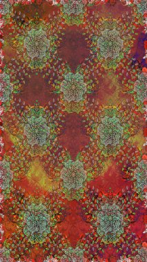 Bahar Tema Dikişsiz desen arka plan rengi. Düz çiçek öğeleri tasarım. Sorunsuz vintage. Raster şirin kumaş deseni.