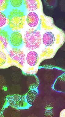 Yeşil renkli çiçekler. Renkli Bahar Teması eskiz kalıbı. Sevimli çiçek raster deseni. Düz Çiçek Elementleri Tasarımı.