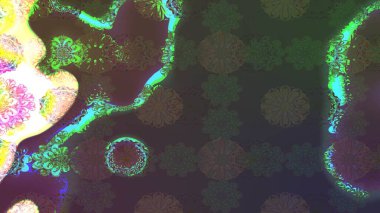 Raster çiçek desenleri çiziyor. Vadinin yeşil renkli çiçekleri.