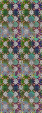 Çiçeklerle suluboya desenli çiçek deseni. Raster illüstrasyonu. Yeşil ve gri renkli Asyalı tekstil.