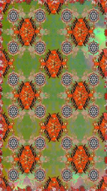 Küçük çiçekli kusursuz yay deseni. Suluboya tarzında yeşil ve kahverengi renklerde. Raster illüstrasyonu.