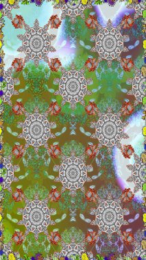 3 boyutlu çiçekler, pürüzsüz. Raster illüstrasyonu. Gri ve kahverengi renklerde.