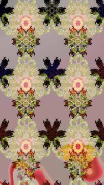 Sanat bej rengine ve nötr tarzına ilham verir ve arkasında çiçekler bırakır. Bej ve nötr el çizimi desen. Raster deseni. Karalama çiçekleri kusursuz desen.