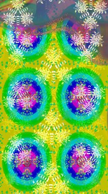 Hediye ambalaj kağıdı, tebrik kartları, posterler ve pankart tasarımı. Raster düz çiçek çizim deseni. Yeşil renkte çiçekler.