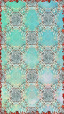 Raster illüstrasyonu. Renkli Bahar Temalı Kusursuz Arkaplan. Kusursuz Chichi kumaş deseni. Düz Çiçek Elementleri Tasarımı. Çiçek deseni.