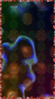 Raster illüstrasyonu. Kahverengi ve gri renkli çiçekler. Küçük çiçekte sevimli çiçek deseni var..