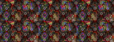 Hint çiçek liyada madalyon deseni. Etnik Mandala süsü. Tekstil, tebrik kartı, boyama kitabı, telefon kılıfı baskı için kullanılabilir. Raster Kına dövme tarzı.