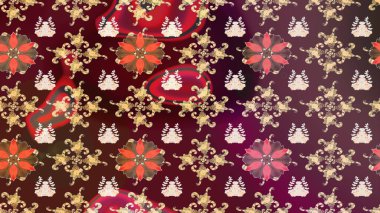 Raster illüstrasyonundaki çiçek desenli çizim. Kahverengi renkli çiçekler. Renkli Bahar Teması eskiz kalıbı. Düz Çiçek Elementleri Tasarımı.