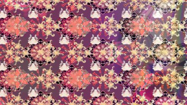 El çizimi çiçek çizimi deseni (fayans). Şirin çiçekli, desenli, mor renkli bir eskiz deseni. Tekstil için suluboya çizim deseni.