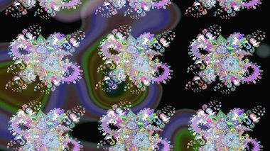 Raster illüstrasyonu. Moda baskısı, albüm, ambalaj kağıdı ve duvar kağıdı için zarif dekoratif süslemeler. Küçük çiçekli basit bir çiçek çizimi. Siyah renkte şirin çiçekler..