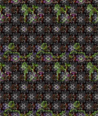 Modern çiçek arkaplanı. Halk tarzı. Moda baskıları için zarif bir şablon. Parlak renkli çiçekleri ve gri yaprakları olan muhteşem bir çiçek deseni..