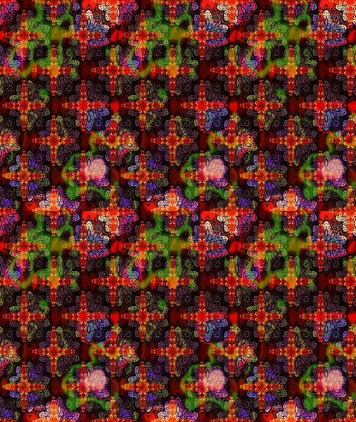 Güzel, parlak, pürüzsüz kumaş, tuval. Kıvırcık, parlak örgü. Eski moda arka plan. Raster illüstrasyonu. Desen, çizim, çiçek sınırı. Çiçeklerin çelengi.