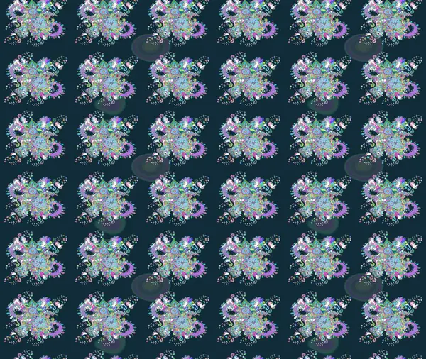 Çiçek desenli eskiz. Mavi renkli çiçekler. Tişört baskısı için çiçek boyama rasteriName.