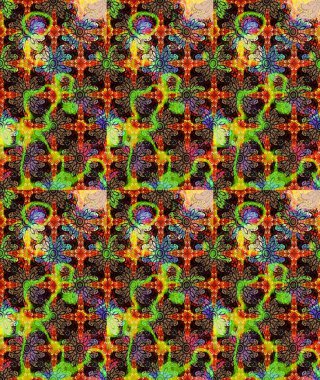 Siyah renkli etnik çiçeklerle süslenmiş zarif bir eskiz şekli. Asya Tekstil 'inde Raster Çiçek İllüstrasyonu.