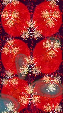 Kırmızı renkte çiçekler. El çizimi çiçekli soyut çizim kalıbı. Raster illüstrasyonu.