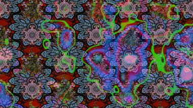 Raster illüstrasyonu. El çizimi çiçekli soyut çizim kalıbı. Tarafsız renklerde çiçekler.