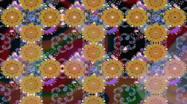 Düz Çiçek Elementleri Tasarımı. Renkli Bahar Teması eskiz kalıbı. Raster güzel kumaş deseni çiziyor. Çiçek deseni.