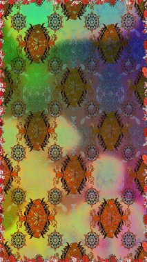 Kahverengi ve yeşil çiçekli kusursuz desen, suluboya çiçek deseni, sevimli çiçek, duvar kağıdı, kart veya kumaş için fayanslı. Raster - stok.