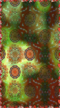 Çiçeksiz desenli arka plan, yaz çiçekleri. Kahverengi ve yeşil renkli çiçekler. Renkli Bahar Temalı Kusursuz Arkaplan. Düz Çiçek Elementleri Tasarımı.