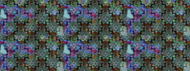 Doğa. Çiçek kolajı. Çiçek kompozisyonu. Küçük çiçekte güzel bir desen var. Çiçek arkaplan. Raster deseni. - Mavi çiçekler.