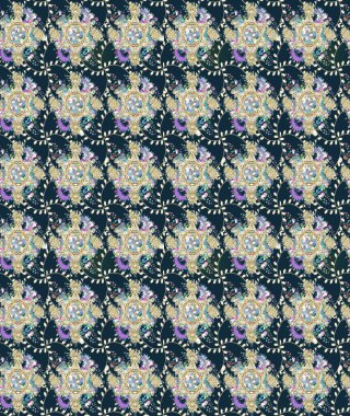 Yapraklı çizim şekli. Tekstil için figür. Poster ya da kapak için arka plan. Şirin, zarif çiçekler Raster illüstrasyonu. Davetiye ve kartpostal tasarımı için dekoratif çiçek unsurları.