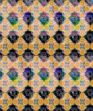 Raster Çiçek İllüstrasyonu 'nun şirin tekstili. Bej renkli etnik çiçeklerle zarif bir eskiz deseni.